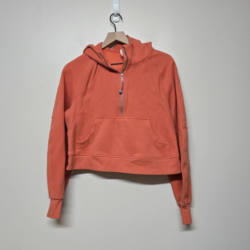 Lululemon Scuba Oversized 1/2‎ Zip Hoodie Orange Sz XS/S Yoga Workout Gorpcore